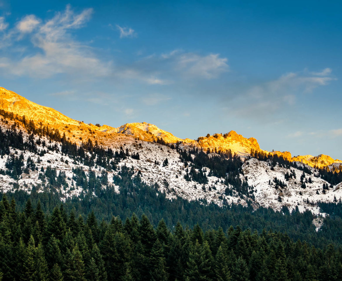 Golden light on Koziakas mountain